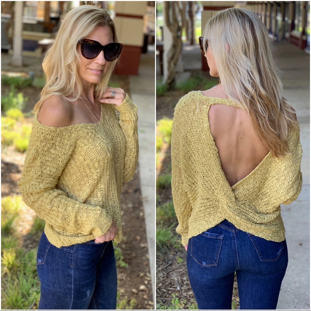 Mustard Twist Back Sweater